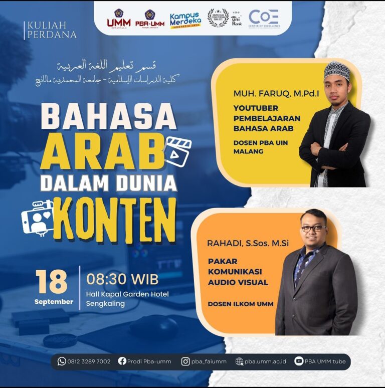 KULIAH PERDANA PBA UMM 2023: BAHASA ARAB DALAM DUNIA KONTEN