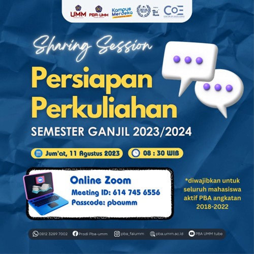 PBA UMM SHARING SESSION: PERSIAPAN PERKULIAHAN SEMESTER GANJIL 2023-2024